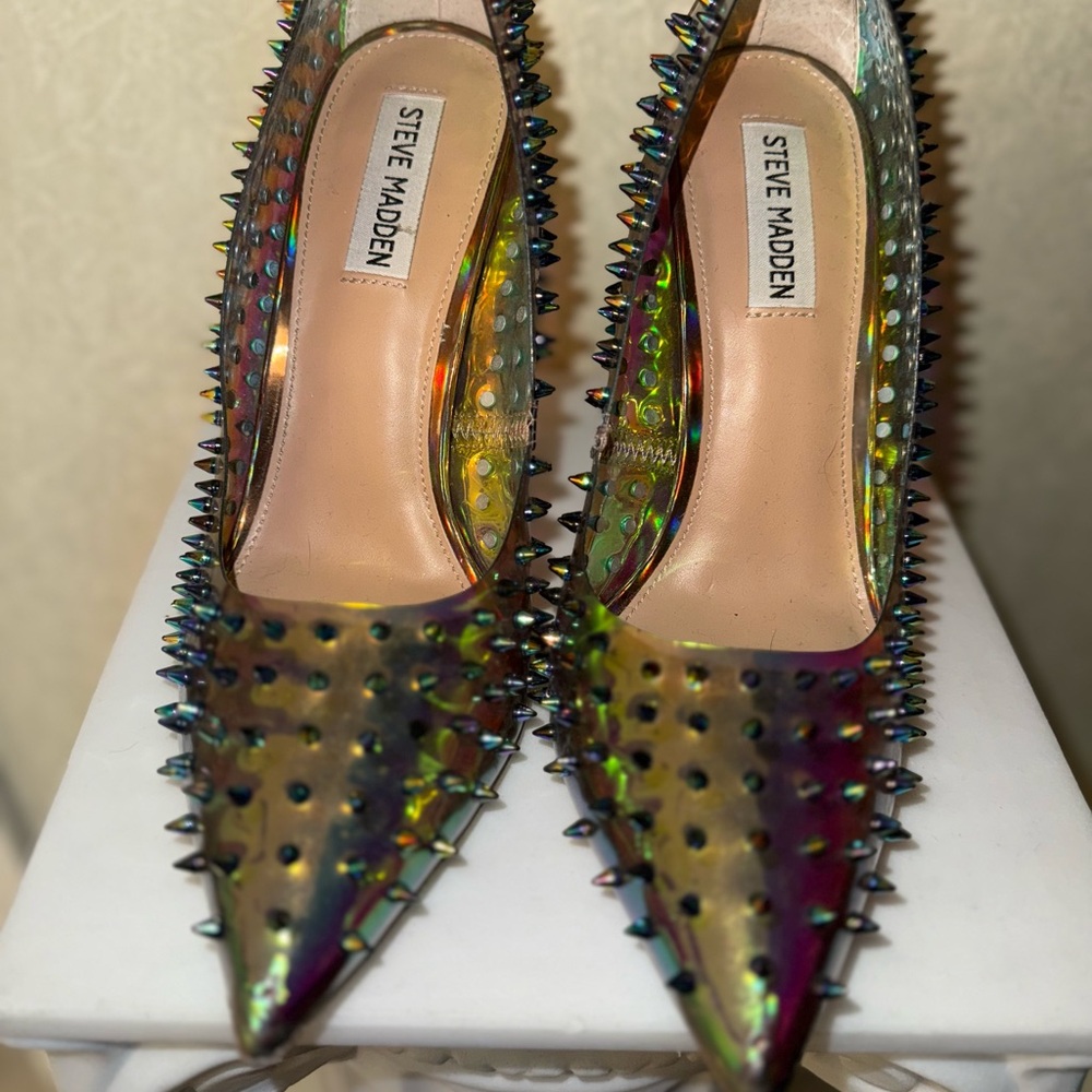 Steve Madden Silver and Gold Spiked Heels